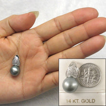 Load image into Gallery viewer, 14k White Gold Diamond Crown Blue-Silver Tahitian Pearl Pendant