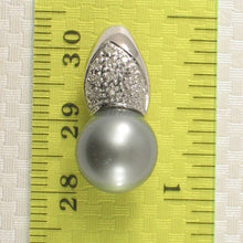 Load image into Gallery viewer, 14k White Gold Diamond Crown Blue-Silver Tahitian Pearl Pendant