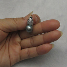 Load image into Gallery viewer, 14k White Gold Diamond Crown Blue-Silver Tahitian Pearl Pendant