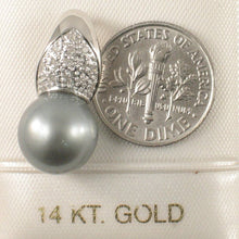 Load image into Gallery viewer, 14k White Gold Diamond Crown Blue-Silver Tahitian Pearl Pendant