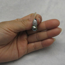 Load image into Gallery viewer, 14k White Gold Diamond Crown Tahitian Pearl Pendant