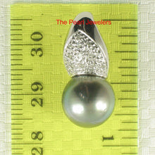 Load image into Gallery viewer, 14k White Gold Diamond Crown Tahitian Pearl Pendant