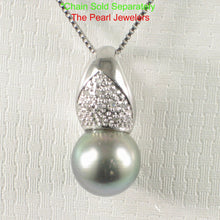 Load image into Gallery viewer, 14k White Gold Diamond Crown Tahitian Pearl Pendant