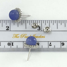 Load image into Gallery viewer, 14K White Gold Diamond Lavender Jade Stud Earrings