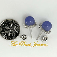 Load image into Gallery viewer, 14K White Gold Diamond Lavender Jade Stud Earrings