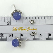 Load image into Gallery viewer, 14K White Gold Diamond Lavender Jade Stud Earrings