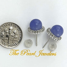 Load image into Gallery viewer, 14K White Gold Diamond Lavender Jade Stud Earrings