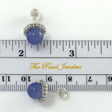 Load image into Gallery viewer, 14K White Gold Diamond Lavender Jade Stud Earrings