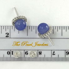 Load image into Gallery viewer, 14K White Gold Diamond Lavender Jade Stud Earrings