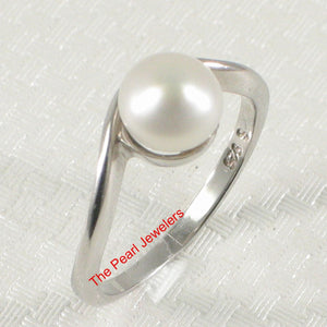 Solid Sterling Silver .925 Divot-Design Freshwater Pearl Solitaire Ring