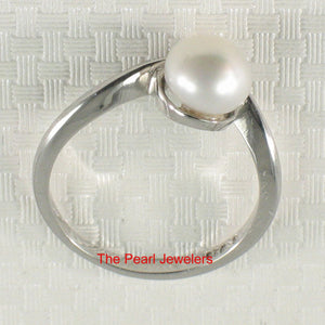 Solid Sterling Silver .925 Divot-Design Freshwater Pearl Solitaire Ring
