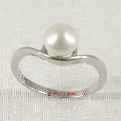 Solid Sterling Silver .925 Divot-Design Freshwater Pearl Solitaire Ring