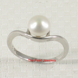 Solid Sterling Silver .925 Divot-Design Freshwater Pearl Solitaire Ring