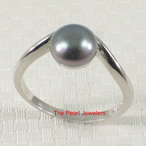 Solid Sterling Silver .925 Divot-Design Freshwater Pearl Solitaire Ring