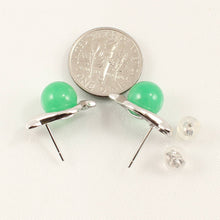 Load image into Gallery viewer, 14K White Gold Dolphin Design Green Jade Earrings