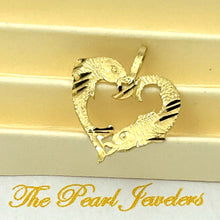 Load image into Gallery viewer, Dolphins Love Heart 14k Gold Charm Pendant