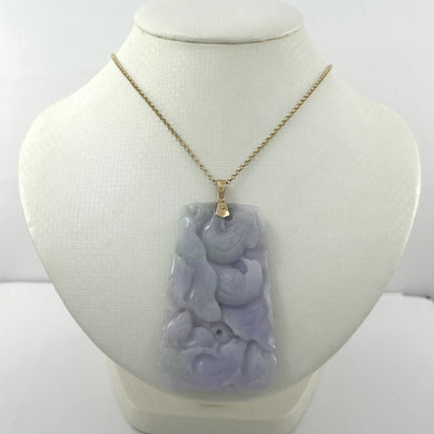 Double-Sided Exquisite Carving “Good Fortune” Lavender Jade Pendant