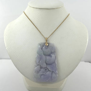 Double-Sided Exquisite Carving “Good Fortune” Lavender Jade Pendant