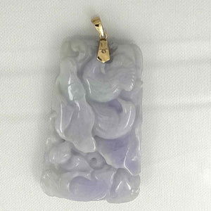 Double-Sided Exquisite Carving “Good Fortune” Lavender Jade Pendant