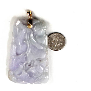 Double-Sided Exquisite Carving “Good Fortune” Lavender Jade Pendant
