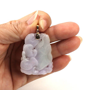 Double-Sided Exquisite Carving Lotus & Mandarin Duck Jade Pendant Necklace