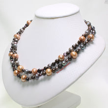 Load image into Gallery viewer, Double Strand Champagne Pearl Necklace – .925 Silver Clasp