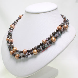 Double Strand Champagne Pearl Necklace – .925 Silver Clasp
