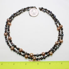 Load image into Gallery viewer, Double Strand Champagne Pearl Necklace – .925 Silver Clasp
