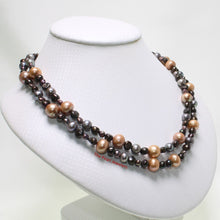 Load image into Gallery viewer, Double Strand Champagne Pearl Necklace – .925 Silver Clasp