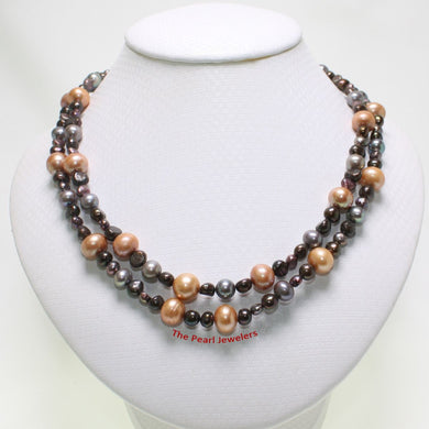 Double Strand Champagne Pearl Necklace – .925 Silver Clasp