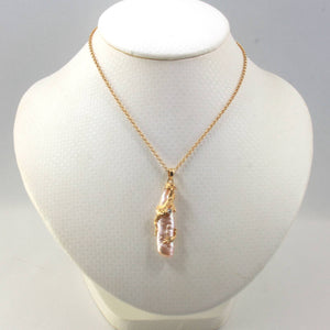 Dragon Wrapped Biwa Pearl Pendant – 14k Yellow Gold with Diamond