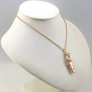 Dragon Wrapped Biwa Pearl Pendant – 14k Yellow Gold with Diamond
