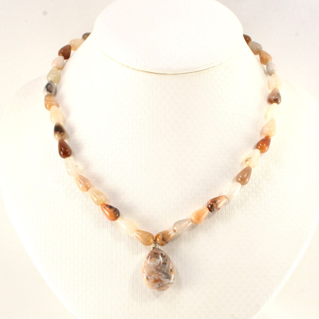 Drop-Shaped Multi-Color Agate Necklace