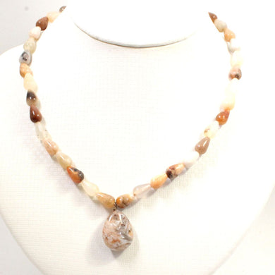 Drop-Shaped Multi-Color Agate Necklace