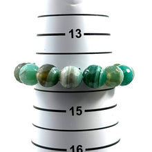 Load image into Gallery viewer, 12mm Faceted Green Agate Beads Stretchy Bracelet