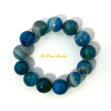 Load image into Gallery viewer, 14mm Faceted Blue Agate Beads Stretchy Bracelet