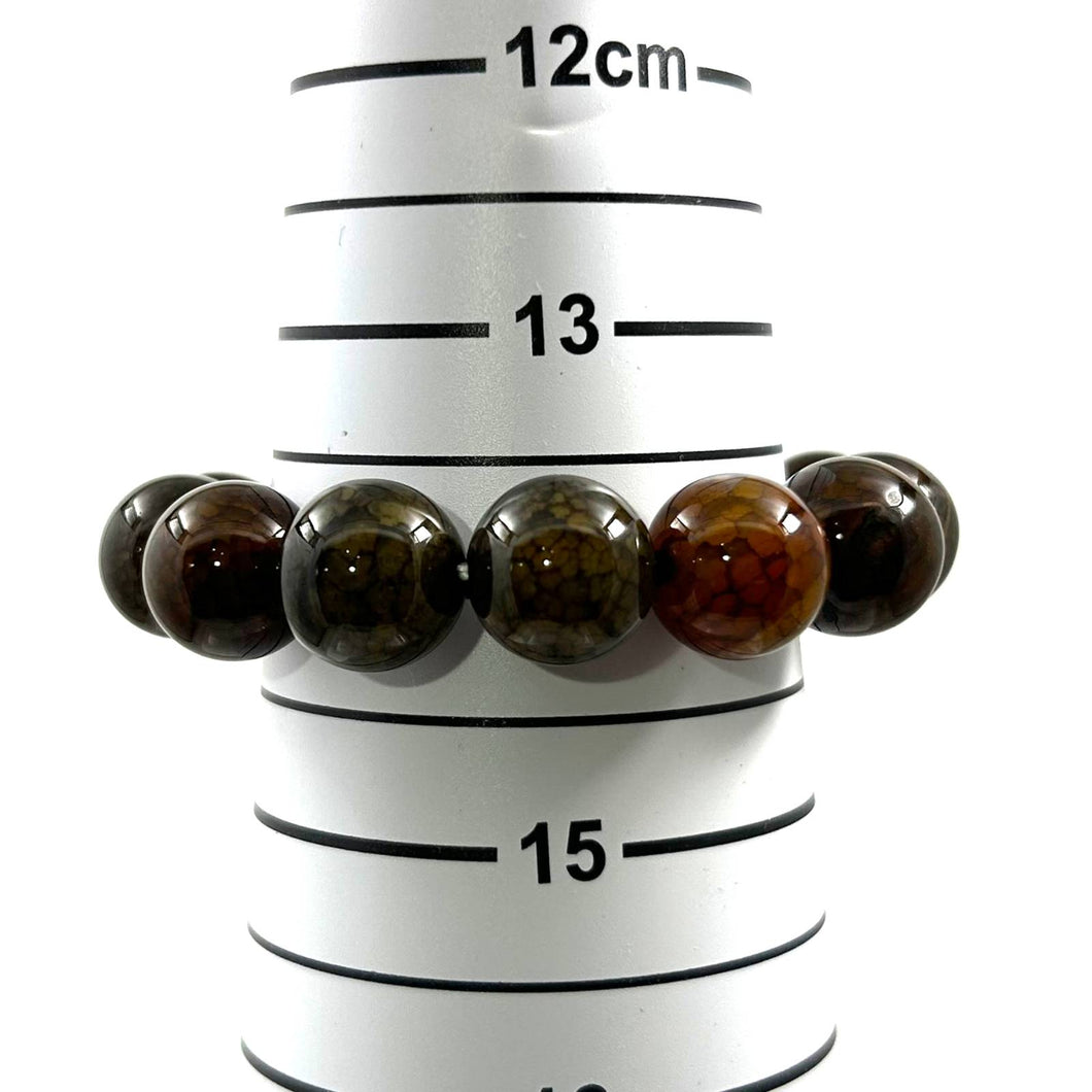 14mm Faceted Forest Agate Stretch Bracelet