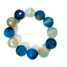 Load image into Gallery viewer, 16mm Faceted Blue Lace Agate Beads Stretchy Bracelet