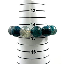 Load image into Gallery viewer, 16mm Faceted Dark Green Lace Agate Beads Stretchy Bracelet