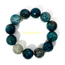 Load image into Gallery viewer, 16mm Faceted Dark Green Lace Agate Beads Stretchy Bracelet