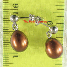 Load image into Gallery viewer, Elegant Chocolate Pearl Dangle Earrings – 14k White Gold