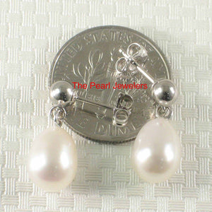 Elegant White Pearl Dangle Earrings – 14k White Gold