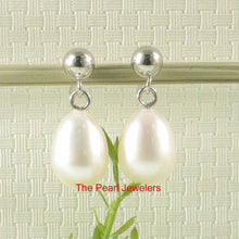 Load image into Gallery viewer, Elegant White Pearl Dangle Earrings – 14k White Gold