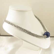 Load image into Gallery viewer, 20mm Engraved Lapis Lazuli with 14k Gold &amp; Silver Bali Necklace