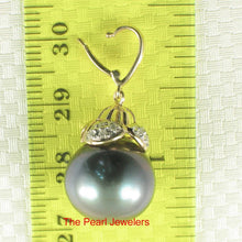 Load image into Gallery viewer, 14k Yellow Gold Enhance-Bale &amp; Diamond Black Tahitian Pearl Pendant