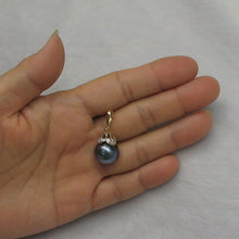 Load image into Gallery viewer, 14k Yellow Gold Enhance-Bale &amp; Diamond Black Tahitian Pearl Pendant