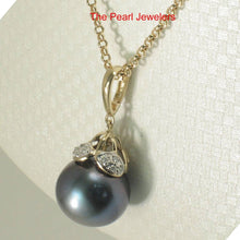 Load image into Gallery viewer, 14k Yellow Gold Enhance-Bale &amp; Diamond Black Tahitian Pearl Pendant