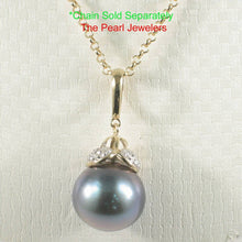 Load image into Gallery viewer, 14k Yellow Gold Enhance-Bale &amp; Diamond Black Tahitian Pearl Pendant