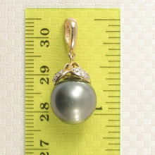 Load image into Gallery viewer, 14k Yellow Gold Enhance-Bale &amp; Diamond Black Tahitian Pearl Pendant