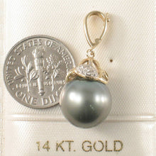Load image into Gallery viewer, 14k Yellow Gold Enhance-Bale &amp; Diamond Black Tahitian Pearl Pendant